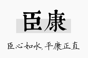 臣康名字的寓意及含义