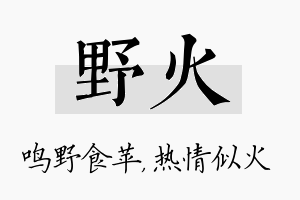 野火名字的寓意及含义