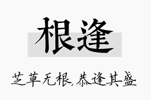 根逢名字的寓意及含义