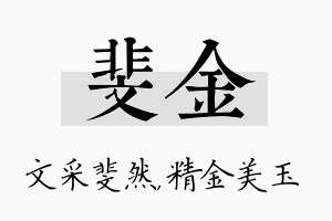 斐金名字的寓意及含义