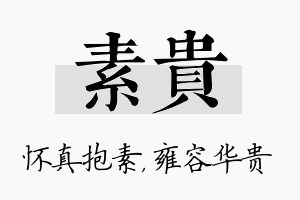 素贵名字的寓意及含义