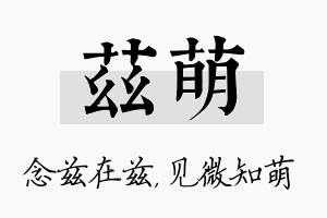 兹萌名字的寓意及含义