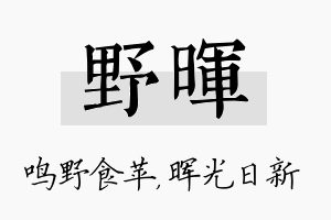 野晖名字的寓意及含义