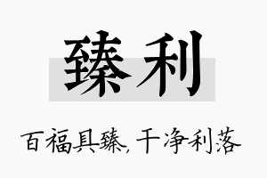 臻利名字的寓意及含义