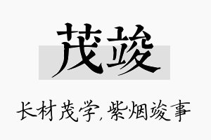 茂竣名字的寓意及含义