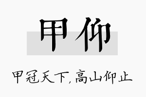 甲仰名字的寓意及含义