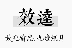 效逵名字的寓意及含义