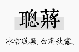 聪蒋名字的寓意及含义