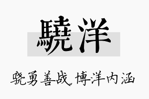 骁洋名字的寓意及含义