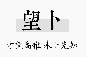 望卜名字的寓意及含义