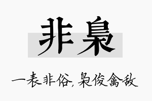 非枭名字的寓意及含义