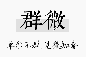 群微名字的寓意及含义