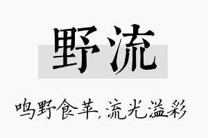 野流名字的寓意及含义