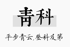 青科名字的寓意及含义