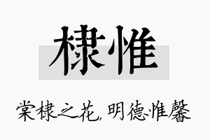 棣惟名字的寓意及含义