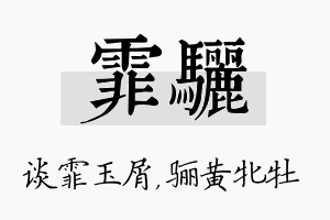 霏骊名字的寓意及含义