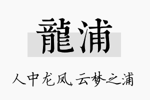 龙浦名字的寓意及含义