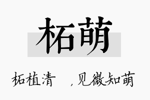 柘萌名字的寓意及含义