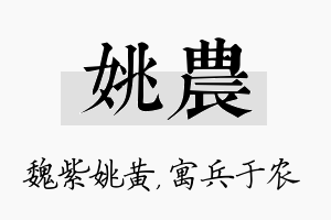 姚农名字的寓意及含义