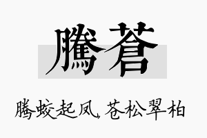 腾苍名字的寓意及含义