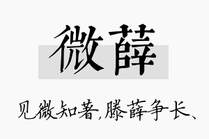 微薛名字的寓意及含义