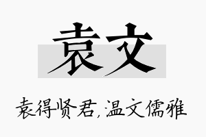 袁文名字的寓意及含义