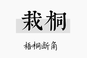 栽桐名字的寓意及含义