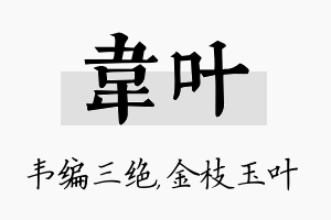 韦叶名字的寓意及含义