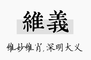 维义名字的寓意及含义