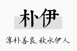 朴伊名字的寓意及含义