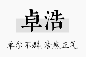 卓浩名字的寓意及含义