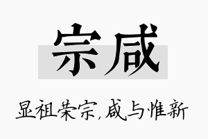 宗咸名字的寓意及含义