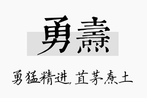 勇焘名字的寓意及含义