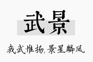 武景名字的寓意及含义