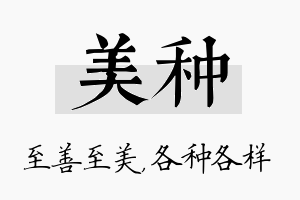 美种名字的寓意及含义