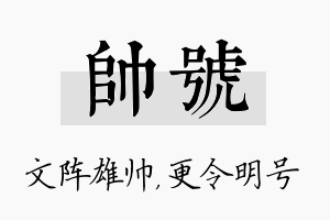 帅号名字的寓意及含义