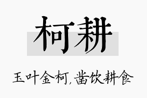 柯耕名字的寓意及含义