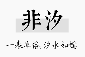 非汐名字的寓意及含义