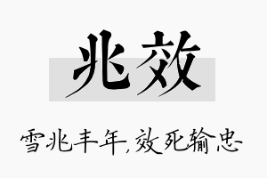 兆效名字的寓意及含义