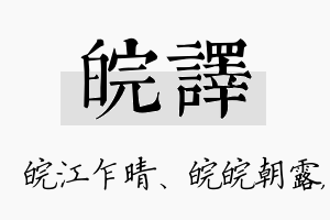 皖译名字的寓意及含义