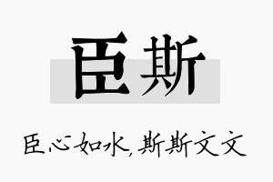 臣斯名字的寓意及含义