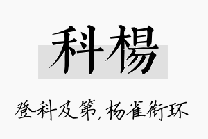 科杨名字的寓意及含义