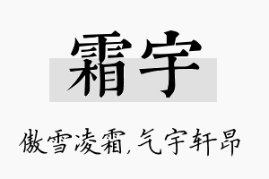 霜宇名字的寓意及含义