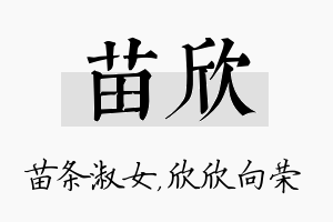 苗欣名字的寓意及含义