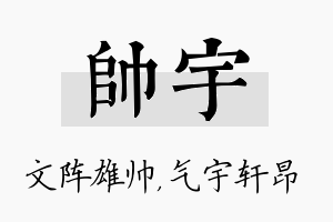 帅宇名字的寓意及含义