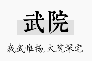 武院名字的寓意及含义