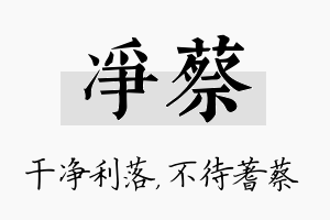 净蔡名字的寓意及含义