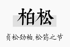 柏松名字的寓意及含义