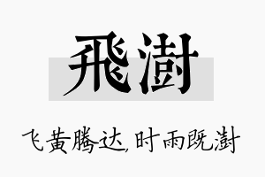 飞澍名字的寓意及含义