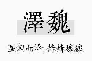 泽魏名字的寓意及含义